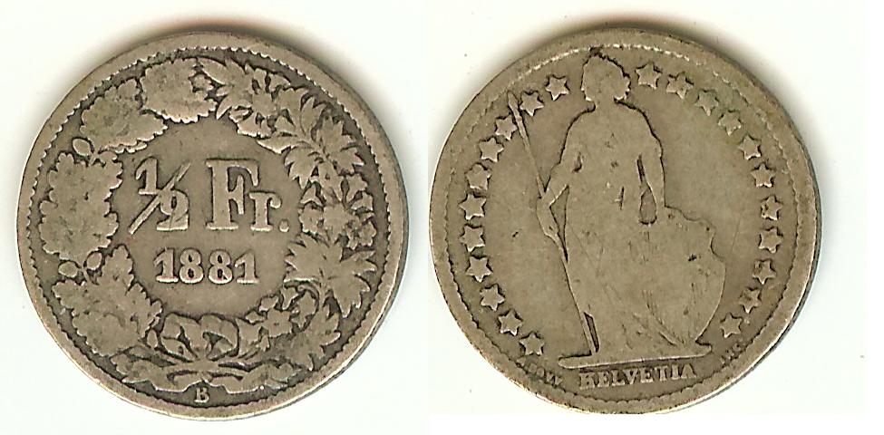 Suisse Demi Franc 1881 -TB